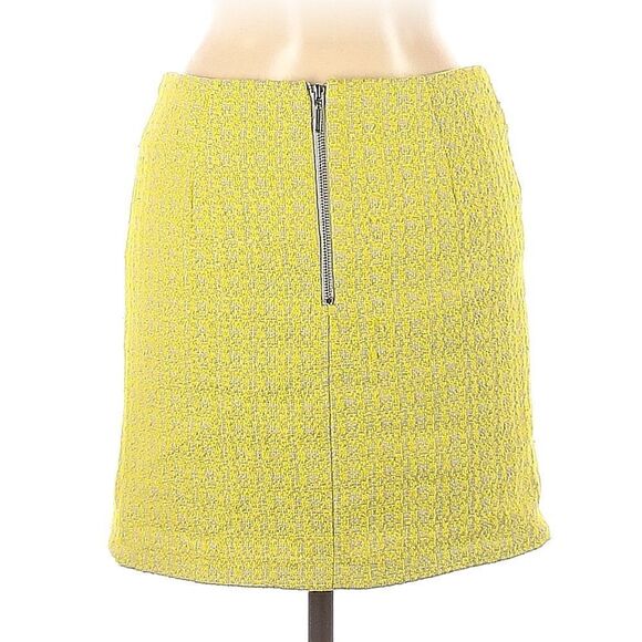 ABS Allen Schwartz Platinum Vintage Bold Yellow Textured Tweed Mini Skirt Sz 2 - Picture 11 of 14